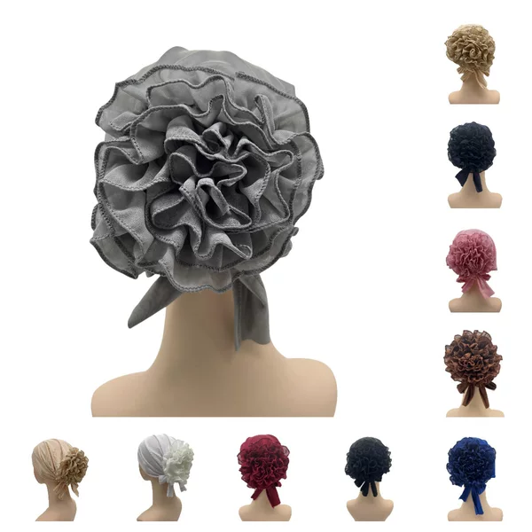 Amazon Aliexpress Chiffon Large Floral Hat with Tie, Headscarf, New Foreign Trade Style
