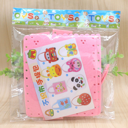 Preschool children's intelligence toys DIY craft kit tote bag non-woven fabric adhesive early education wholesale