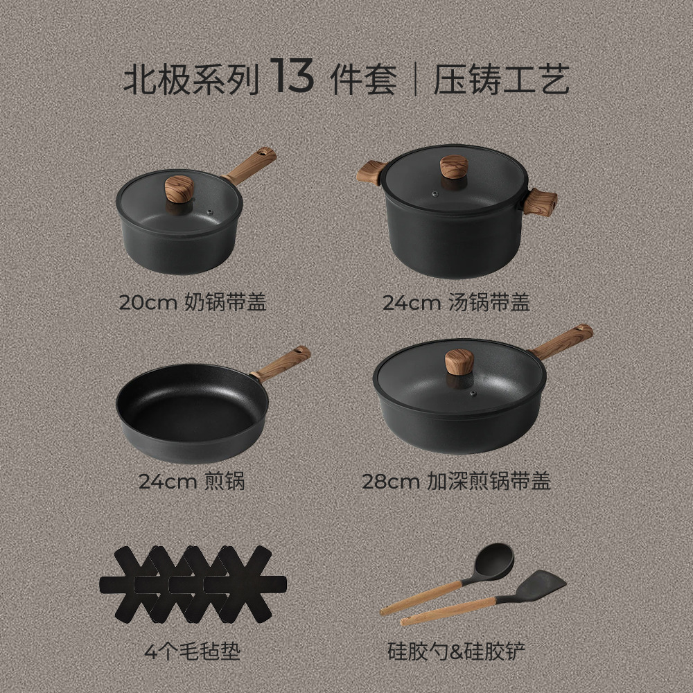 Conjunto de paneles negros transfronterizos general para cocinar y fritar en una olla antiadherente para fritar verduras gruesas de alto valor de color