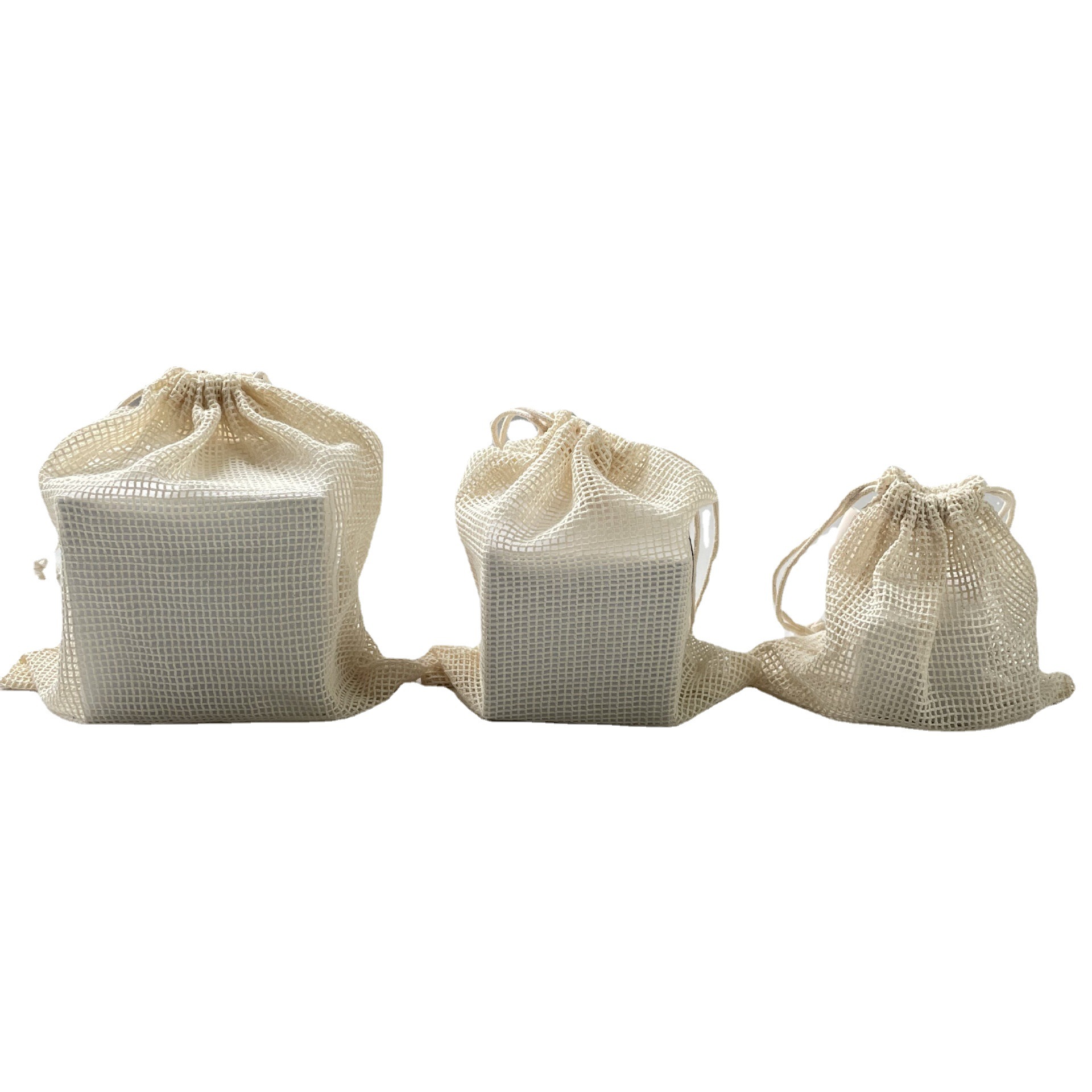 厂家直销高品质可降解全棉网袋家用收纳购物蔬果束口袋抽绳袋