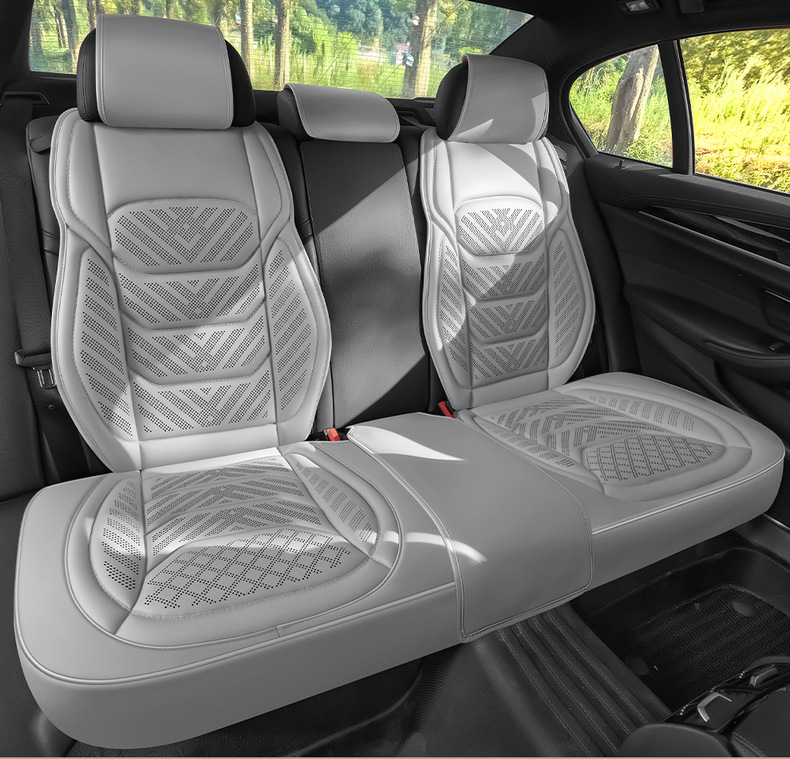 Car seat cushion made of perforated Nappa leather, breathable, suitable for all seasons, semi-enclosed, does not affect seat ventilation, specialized for small cars
