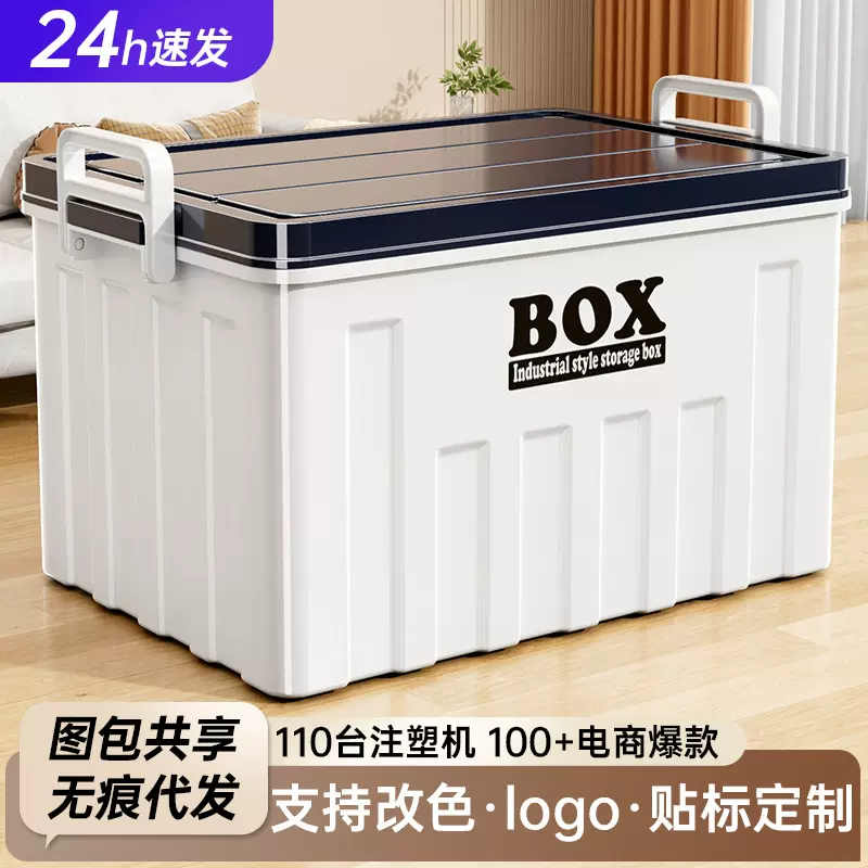 收纳箱家用大容量储物箱零食玩具整理箱衣服收纳箱带盖提手塑料箱