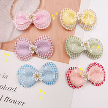 春季双层布艺蝴蝶结刺绣小花朵儿童发饰配件衣服鞋子包包围巾辅料