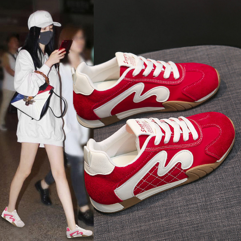 Women's German Training Shoes 2026 New Summer Red Shoes Height-Increasing Women's Shoes Thick-Soled Stylish Sneakers Size 34 Women's German Training Shoes 2026 New Summer Red Shoes Height-Increasing Women's Shoes Thick-Soled Stylish Sneakers Size 34