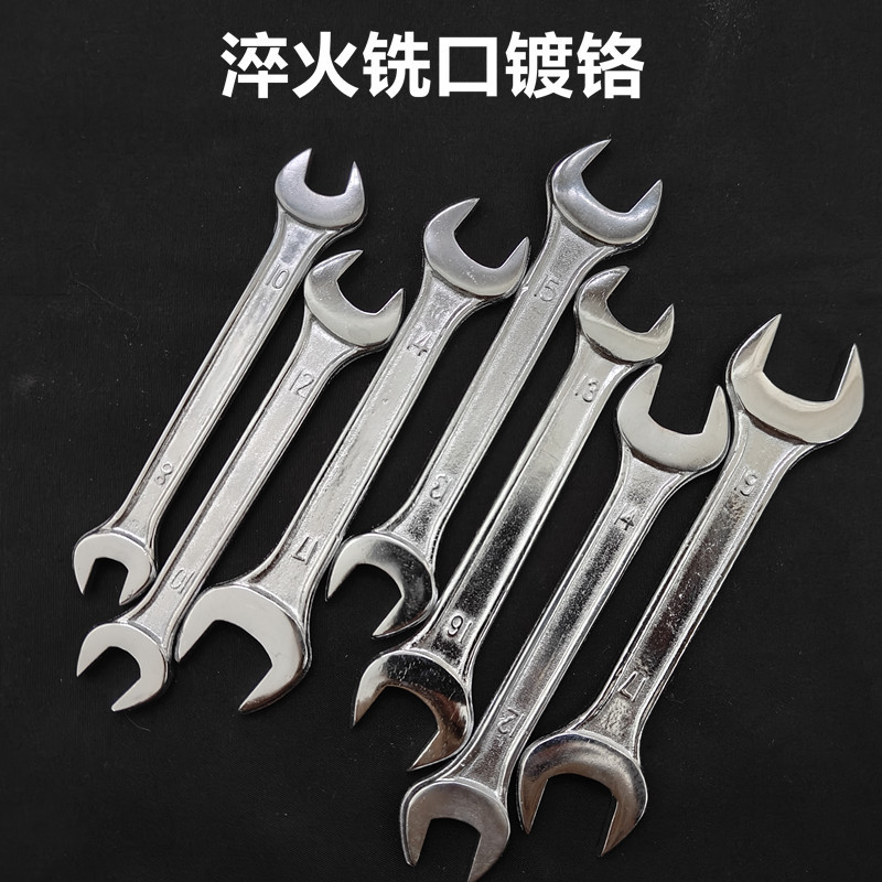 廠家直供高強度高硬度熱處理鍍鉻鍍鋅銑口呆頭扭力配貨雙開口扳手