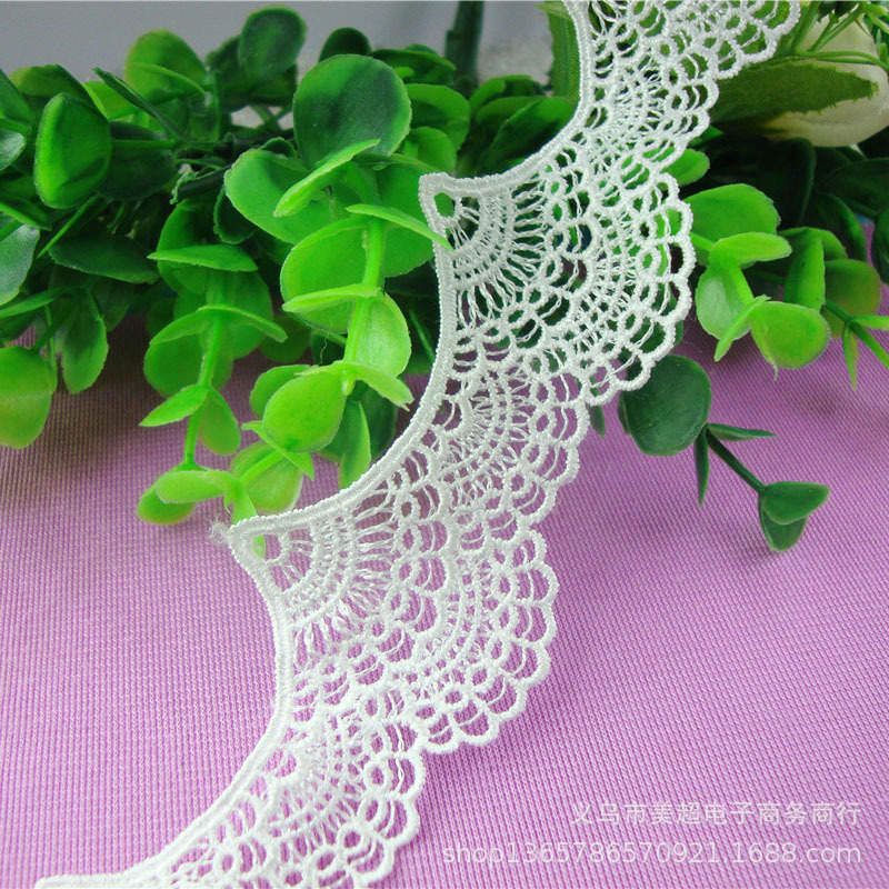 扇形水溶细线刺绣蕾丝花边头饰DIY辅料领口袖口窗帘家纺