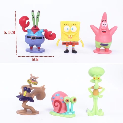PVC SpongeBob SquarePants 6 Cartoon Doll Cake Baking Ornaments Micro Landscape Fish Tank Landscaping Decorations