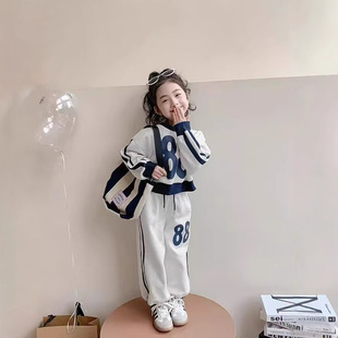 Girls Sweatshirt Suit New Casual Sportswear Fashionable Autumn Style Kidsren's Sweatshirt and Sweatpants Kidsren's Clothing Two-Piece Set