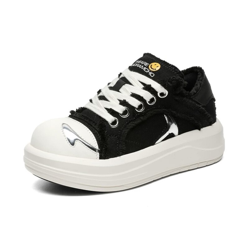 New Smiley Face Shoes Men's Autumn Thick Sole Increased Canvas Shoes Casual Fashion Men's Shoes 1296