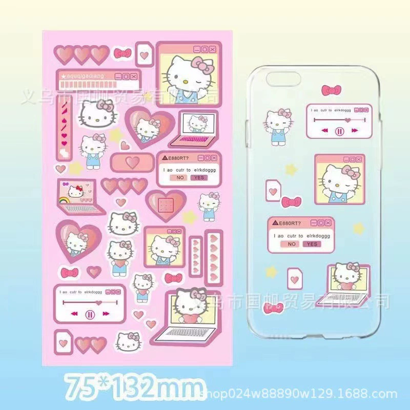 Листочки стикеров (Sanlou) Kuromi и персонажи Sanrio, лазерная голография, набор декоративных элементов для блокнота