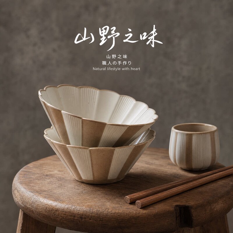 Rustic Japanese-Style Coarse Pottery Dinnerware Set for Home Use, Including Rice Bowls, Soup Bowls, Ceramic Chrysanthemum-Patterned Western-Style Plates, and Serving Dishes Rustic Japanese-Style Coarse Pottery Dinnerware Set for Home Use, Including Rice Bowls, Soup Bowls, Ceramic Chrysanthemum-Patterned Western-Style Plates, and Serving Dishes