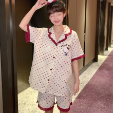 纯棉纱布薄款睡衣女夏季带胸垫短袖可外穿舒适感家居服套装