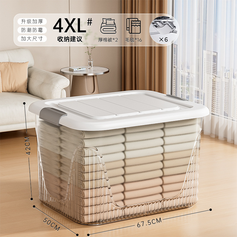 透明收纳箱大容量加厚家用衣服零食书本玩具塑料杂物储物箱整理盒|undefined