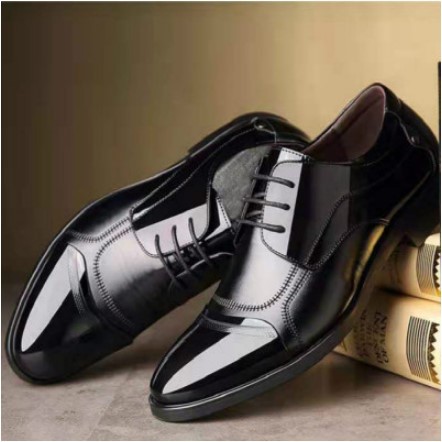 Zapatos de cuero de los hombres de la ropa formal de los hombres señaló negro británico de negocios jóvenes altura creciente zapatos casuales transpirable suave entrega de una sola pieza image 6
