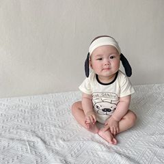 2024跨境嬰兒哈衣新生兒短袖爬服嬰兒連體衣服小狗造型包屁衣夏