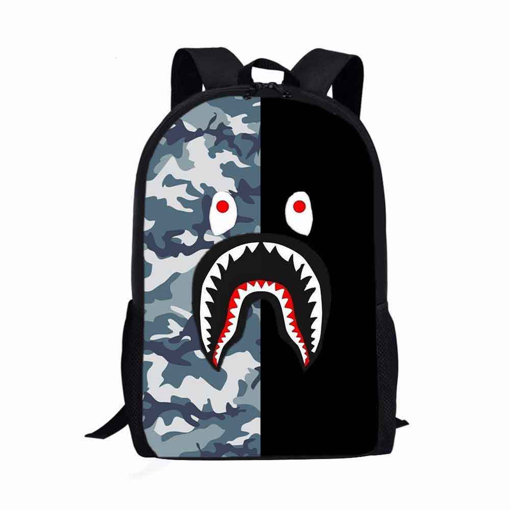 Estudiante de la escuela primaria mochila camuflaje tiburón logotipo imprimible de gran capacidad Mochila para niños mochila de dibujos animados transfronteriza entrega