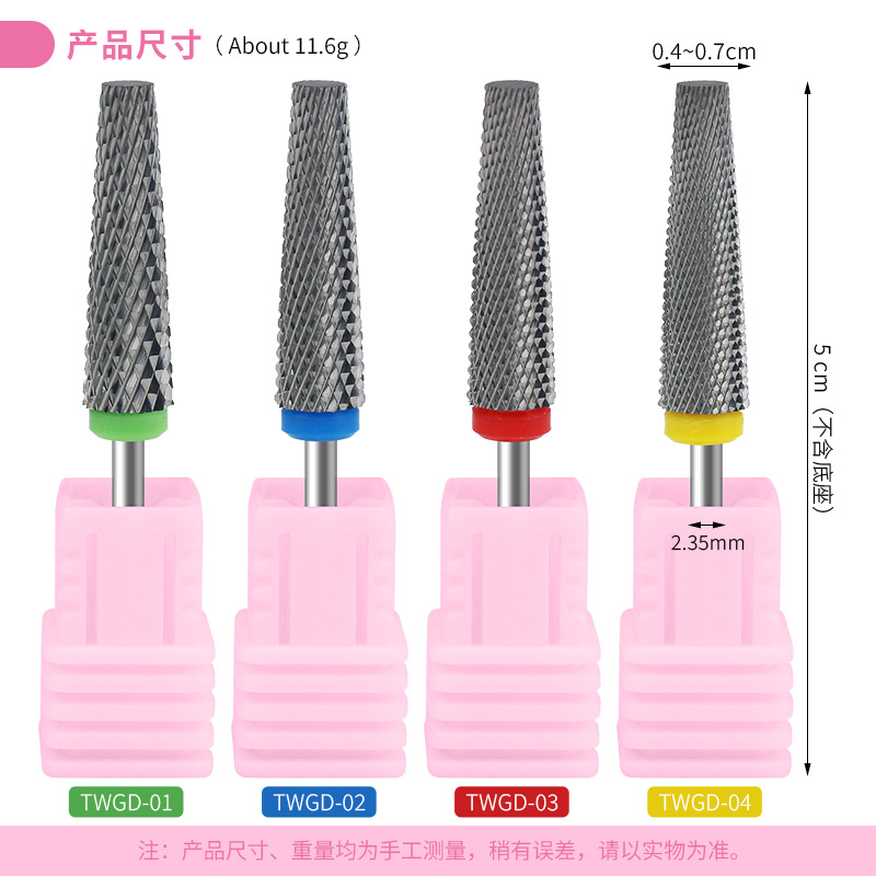 Alta calidad ultra larga cónica de acero de tungsteno cabeza de molienda de uñas cabeza de molienda cilíndrica ultra larga remoción rápida de uñas