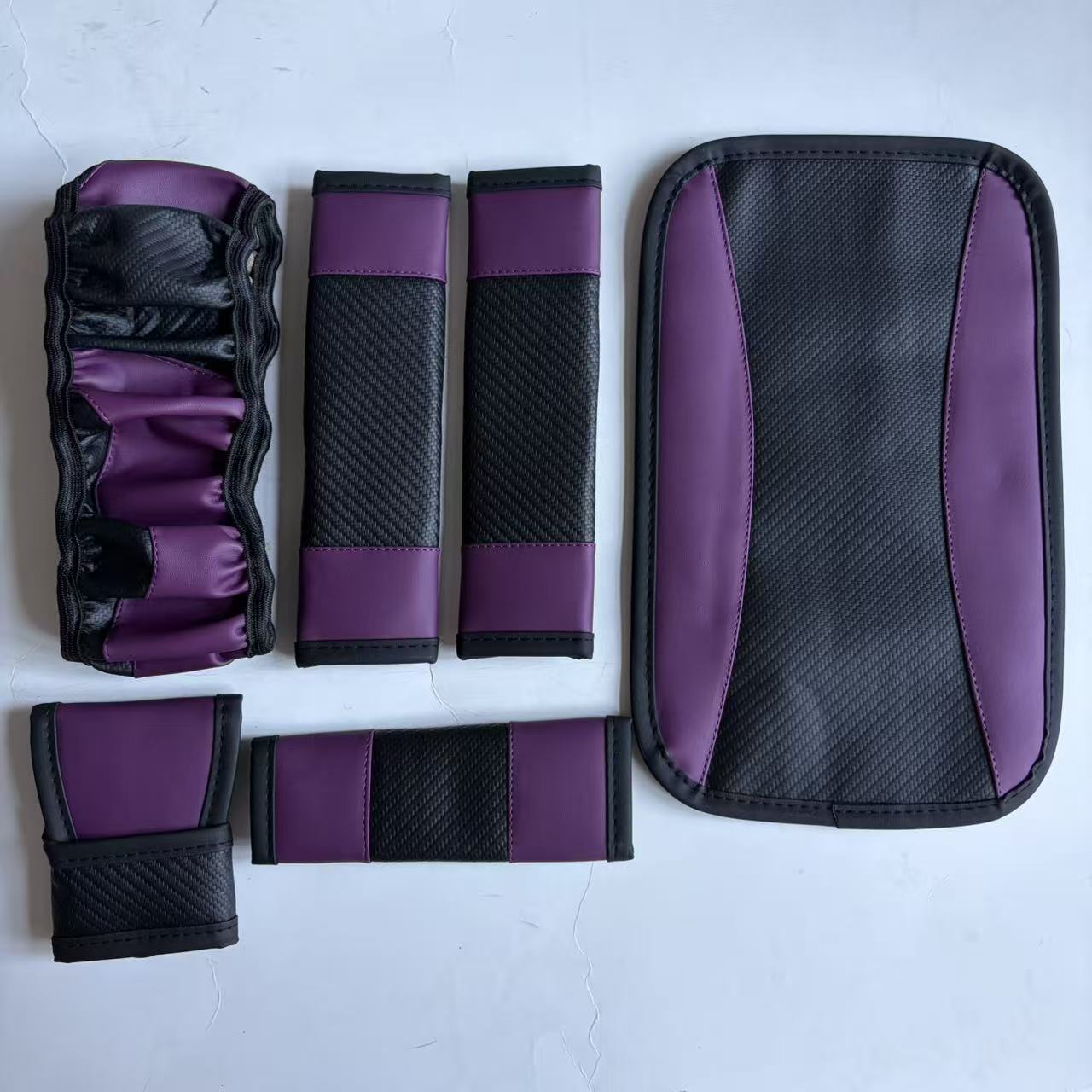 Cross-Border Foreign Trade Specializes in Supplying a 6-Piece Car Interior Set: Steering Wheel Cover, Shoulder Protector, Gear Shift Cover, Handbrake Cover, Armrest Pad