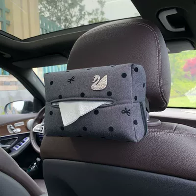 Car Tissue Box with a High-End Feel for Women, In-Car Tissue Holder, Car Tissue Storage Box, Armrest Box for Car Use (Car tissue box/set) - no-specifications-swan-polka-dot-butterfly-removable-tissue