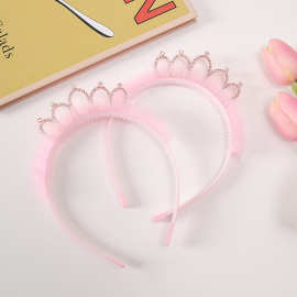 儿童发饰发箍带齿防滑小女孩粉色皇冠头饰公主碎发发卡饰品批发