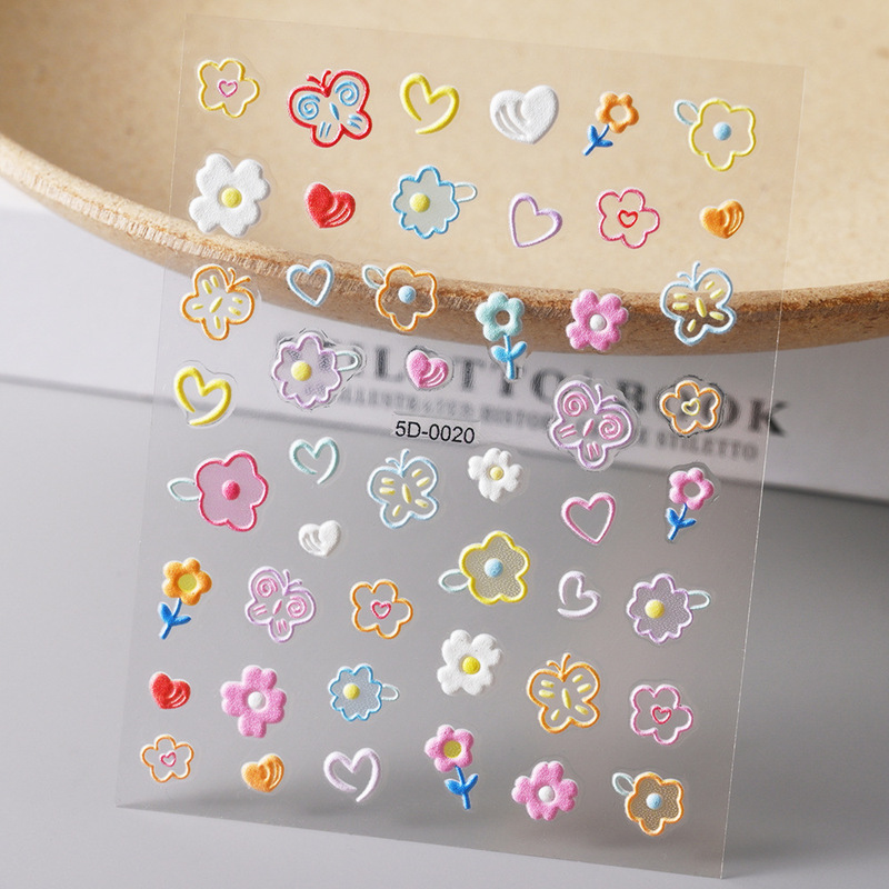 Dopamine Color Relief Nail Art Sticker Line Flower Pink Sweet Style Children's Reward Cute Nail Sticker Dopamine Color Relief Nail Art Sticker Line Flower Pink Sweet Style Children's Reward Cute Nail Sticker