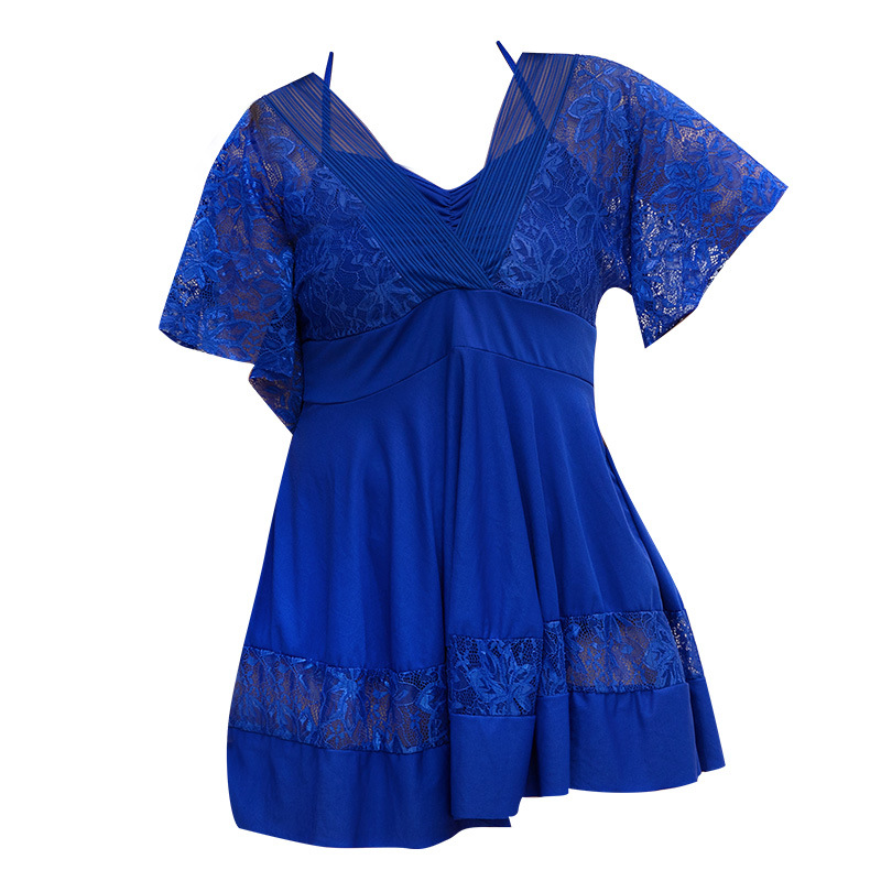 Nuevo traje de baño de mujer tamaño grande split falda grasa MM200 kg encaje suelto conservador cubre el abdomen de la cintura alta traje de baño