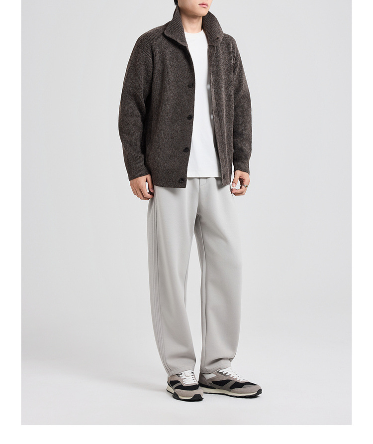 Áo len cardigan nam phong cách Mỹ dệt kim nhung hoa — màu đen chi tiết 26