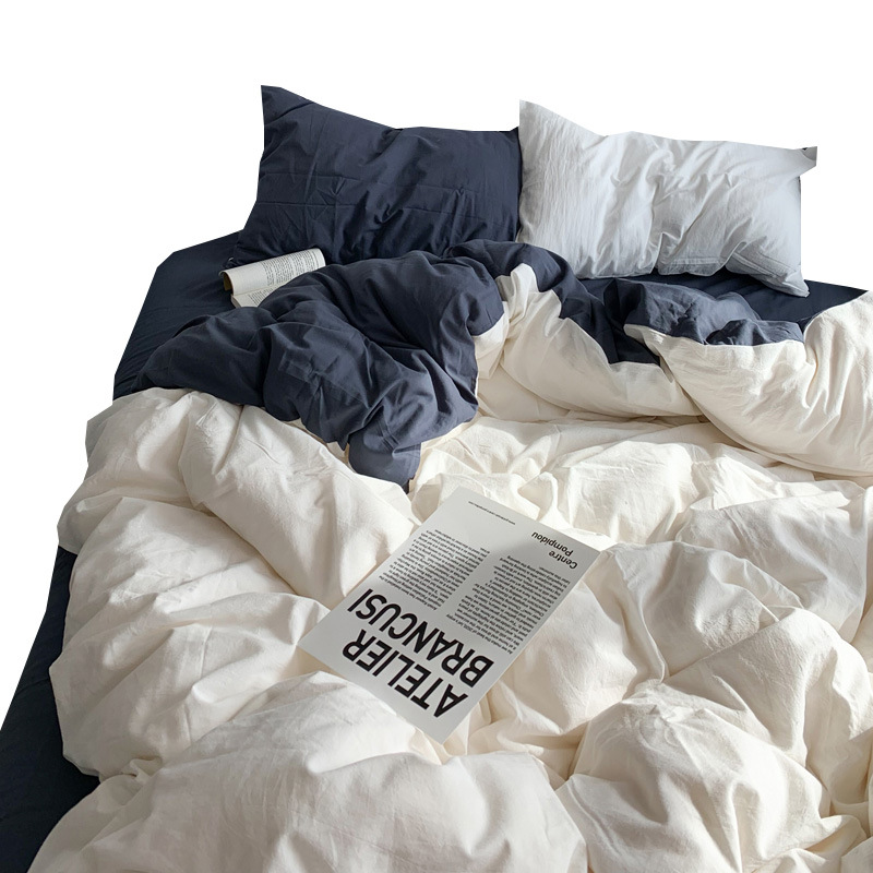 Viento nórdico simple color sólido tres piezas de ropa de cama dormitorio de estudiantes de verano cuatro piezas de ropa de cama