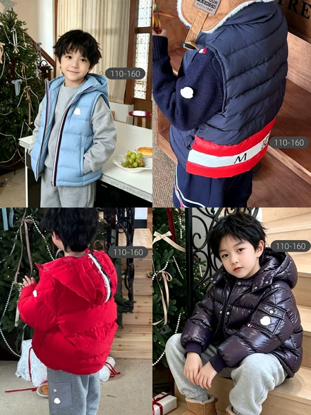 Special children's clothing: M26 autumn blue hooded/patchwork back down vest/Chinese red/deep sea hooded down jacket