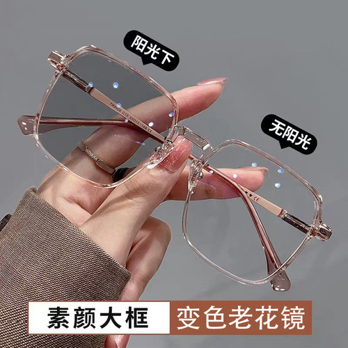 New Arrival Color-Changing, Blue-Light Blocking Reading Glasses for Women—Large Frame Design, Stylish Look, Slimming Effect, Photochromic Lenses Available for Wholesale with Dropshipping Options