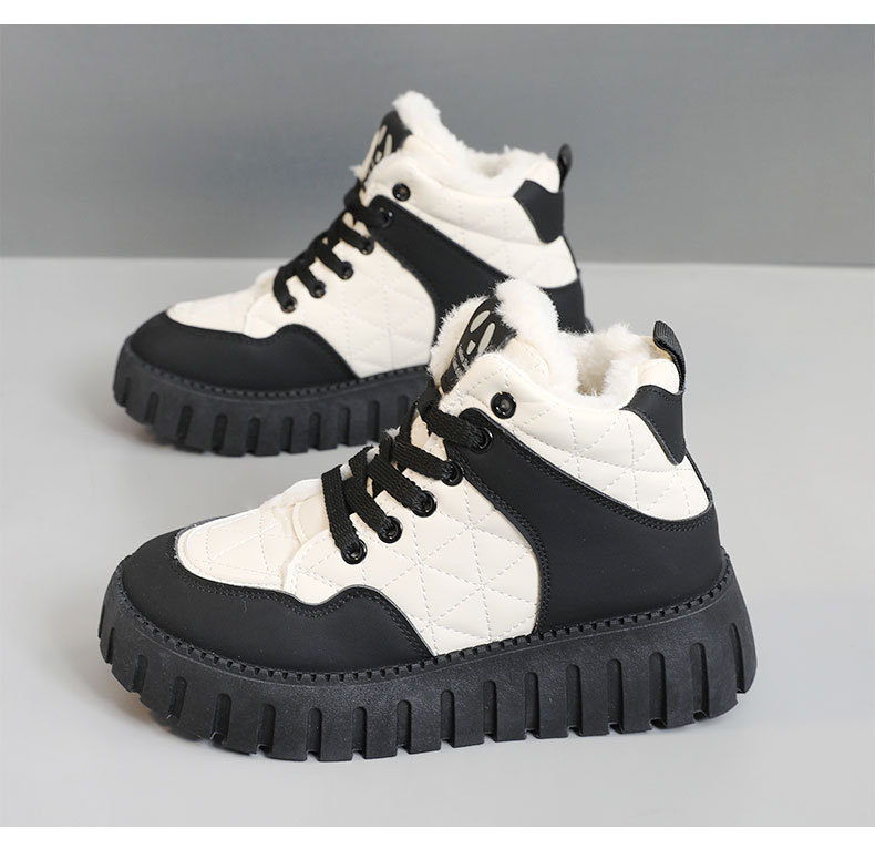 KT2512-2 new 2024 winter thick soled women's shoes with color matching and plush insulation cotton shoes, high top_voghion.com