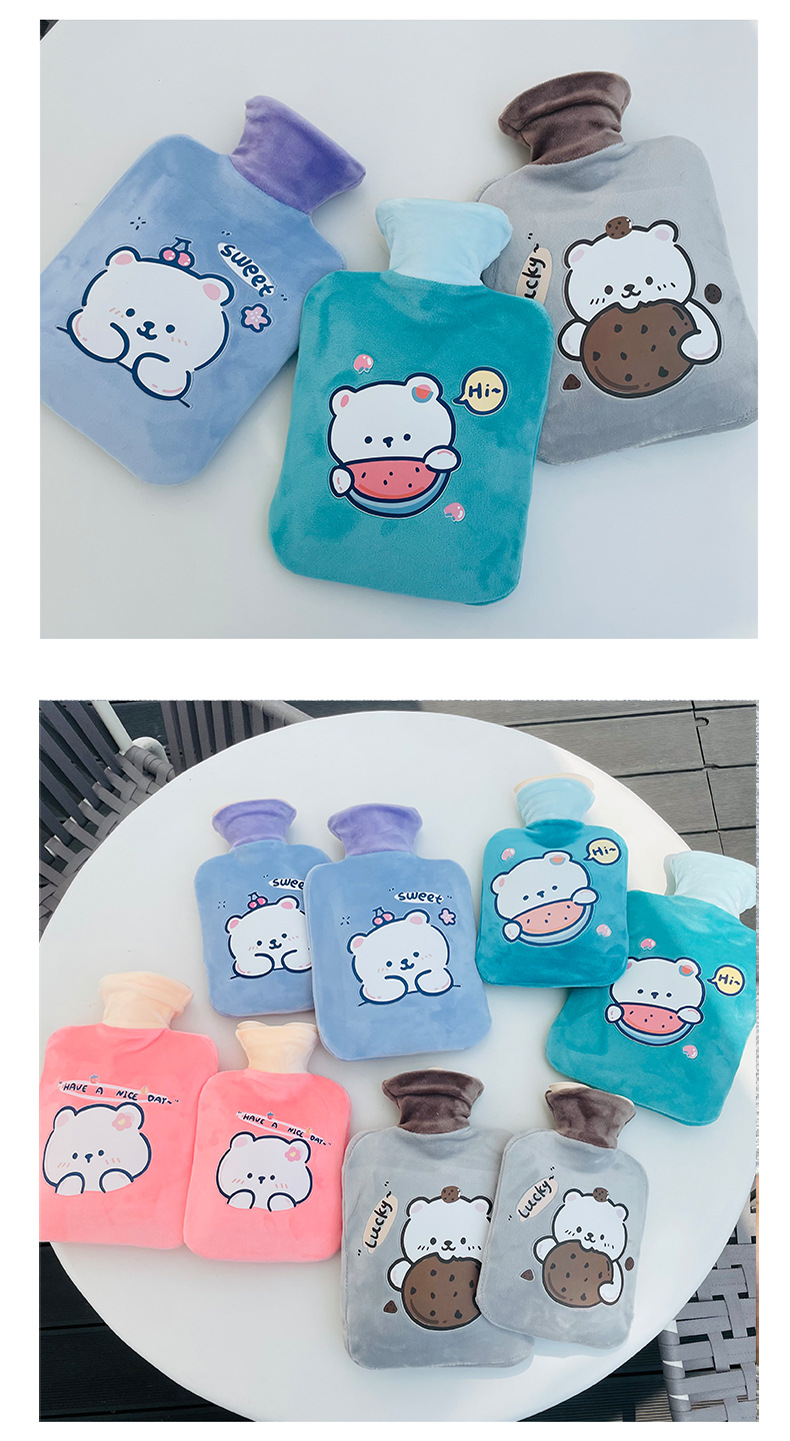 Le Shangxing New High-density Pvc Hot Water Injection Bag Cute Bear Flannel Hand Warmer Cartoon Portable Hand Warmer display picture 1