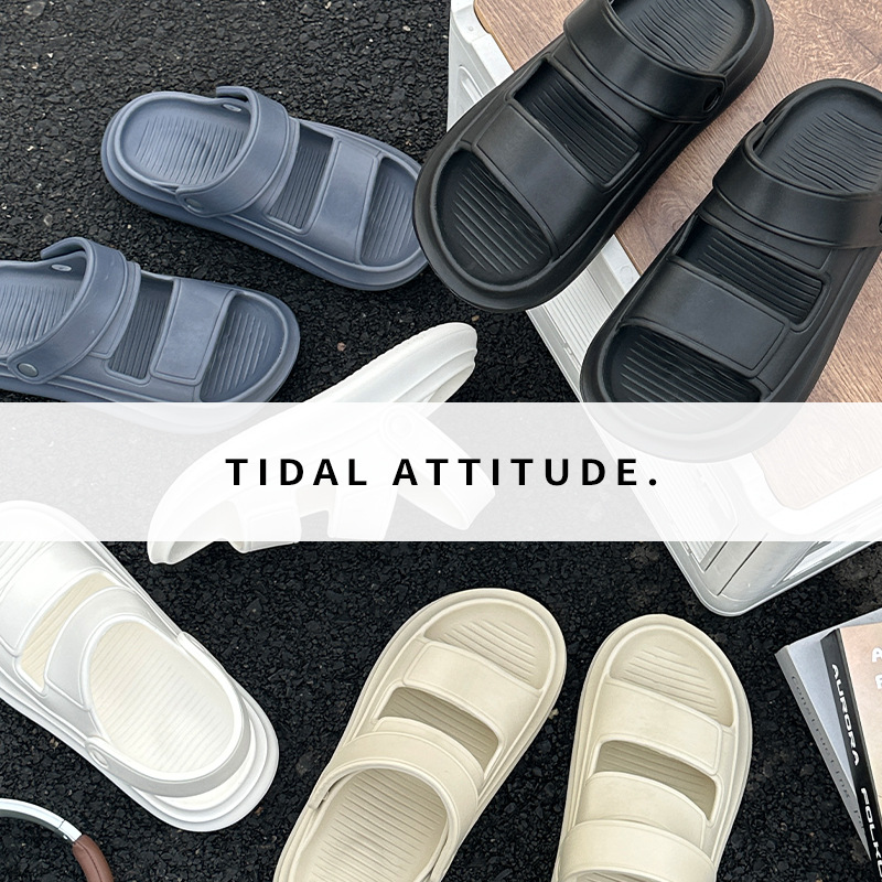 Zapatillas de suela gruesa para hombre con sentido de la mierda, tendencia y todo fósforo, se puede conducir con suela blanda, zapatillas de verano de alta elasticidad, zapatillas de playa