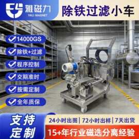 电池浆料除铁器304不锈钢14000gs强磁除铁车过滤除铁一体磁选机