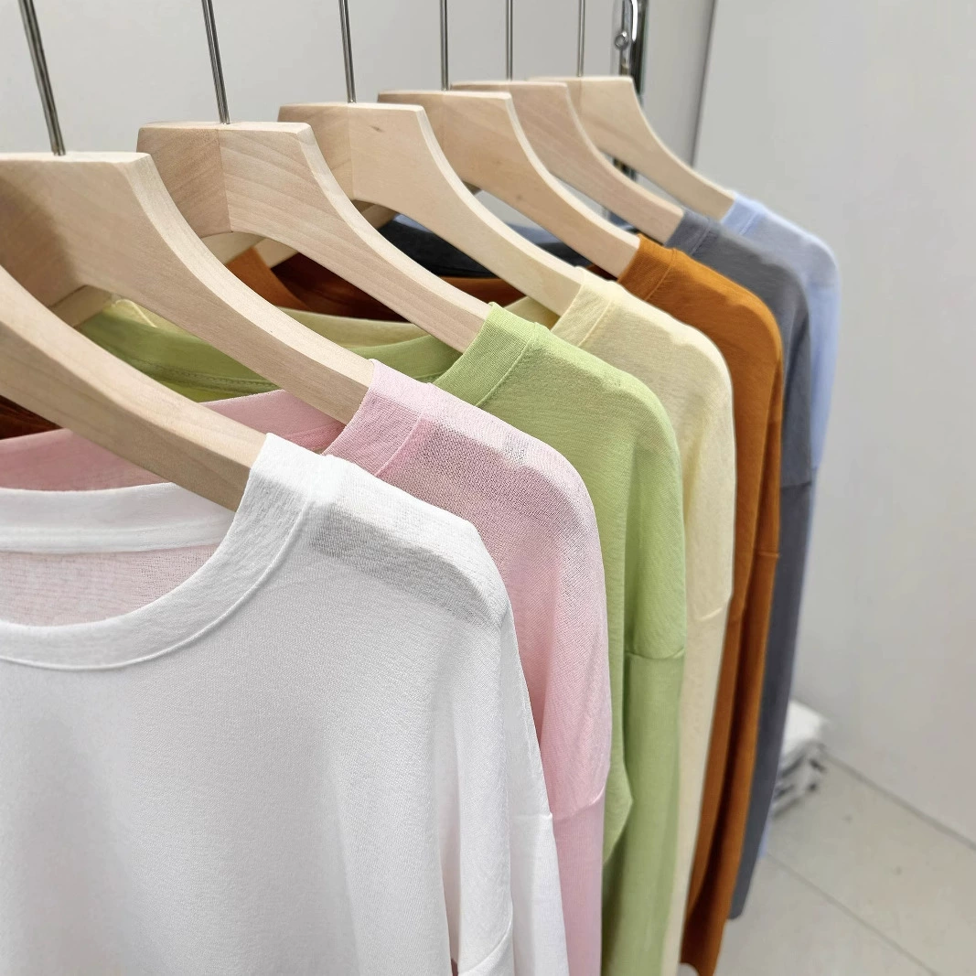 Большой размер толстый мм летняя корейская версия тонкой блузки женской ледяной шелк с длинными рукавами солнцезащитный крем свободная ленивая футболка топ