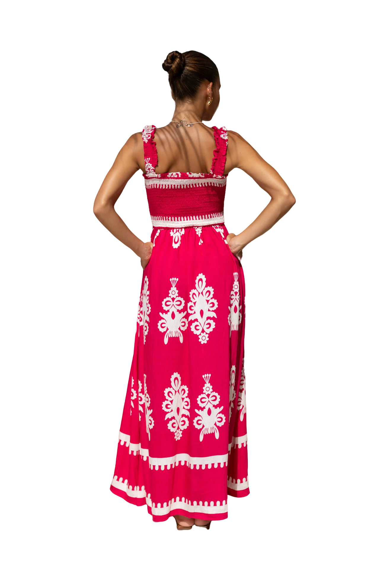364g Weight Maxi Long Dress Dress Length Type Sleeveless Sleeve Length Strap Dress Dresses Type Polyester Fabric Type High Waist Waist Line Holiday Occasion Strap Neckline Loose Fit Type Printing Pattern 2025 Spring and Summer Season Women's Gender Elegant, Vacation Style Wholesale Women's Elegant Vacation Printing Holiday Strap Sleeveless Strap Dress 5