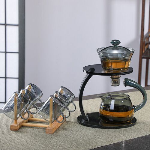 Creative Glass Tea Set for Home Magnetic Bubble Tea Pot Lazy Person Tea Maker Gongfu Tea Cup Glass Lantern Tea Set