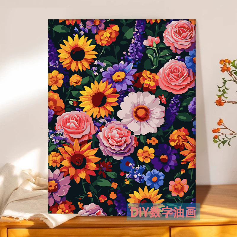 Manufacturer Wholesale Digital Oil Painting DIY Small Daisy Flower High-Value Stress-Relief Healing Coloring Decorative Painting Pure Hand-Painted
