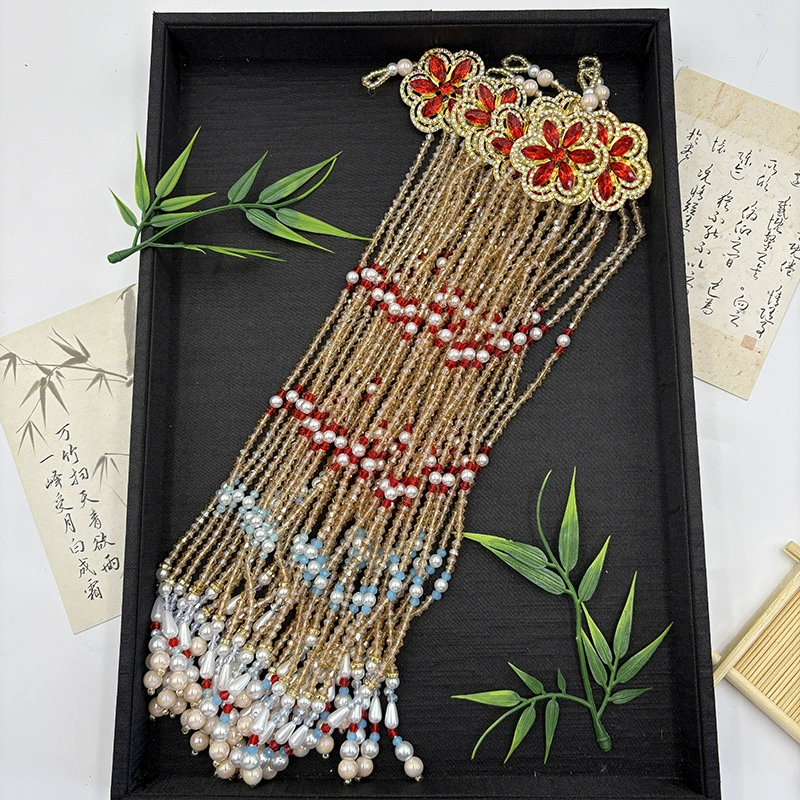 Аксессуары династии Хань, цветы, бусины ручной работы, китайский ретро костюм Xiuhe, подвеска на молнии, подвеска с кисточкой, аксессуары для одежды «сделай сам»