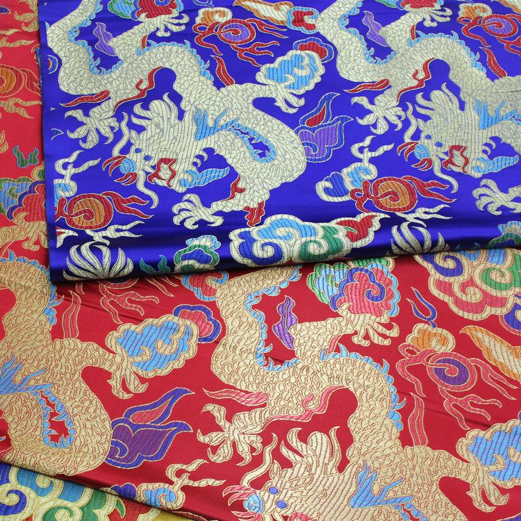 中国风龙袍马褂旗袍礼服藏族服装面料装饰真丝绸缎提花纺云锦布料