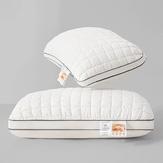 外贸出口泡芙云感面包枕头护颈睡眠枕芯机洗纤维羽丝绒枕心pillow