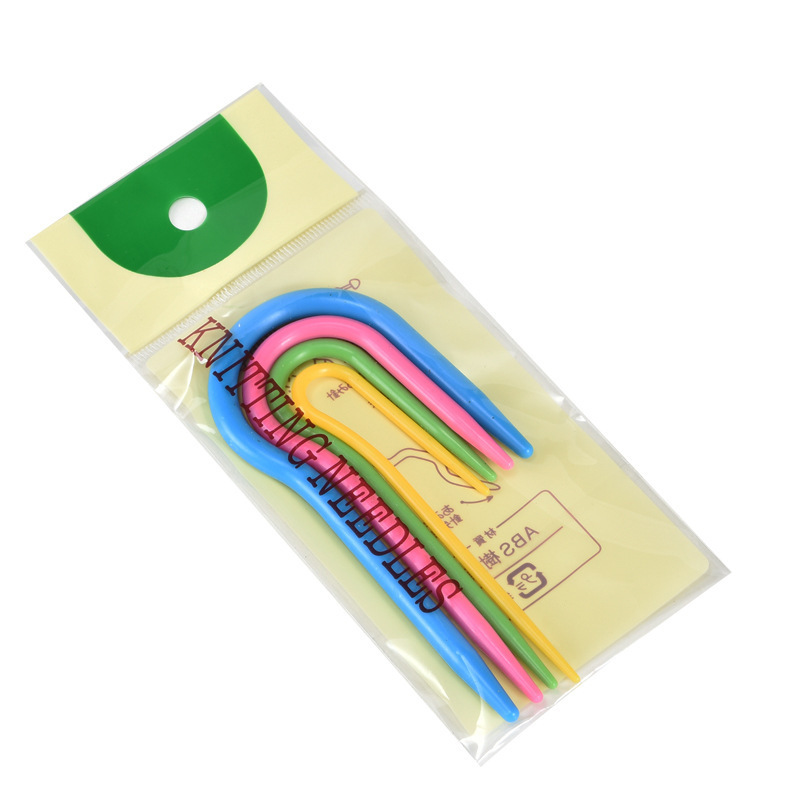 Aguja de torsión en forma de U aguja de plástico doblada aguja de torsión aguja de plástico ABS aguja de ojo grande diy aguja de plástico de coser a mano aguja de plástico al por mayor