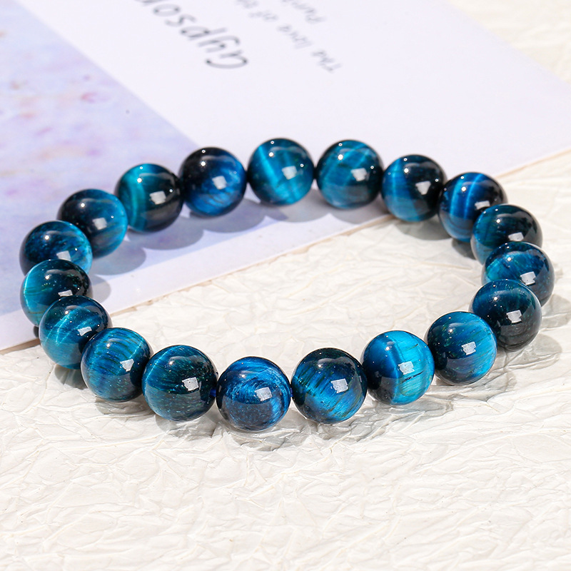 結晶東ジュエリー稲妻目男女スタイルの個性的なトレンド単輪ビーズブレスレット卸売り5a三色虎眼石手串