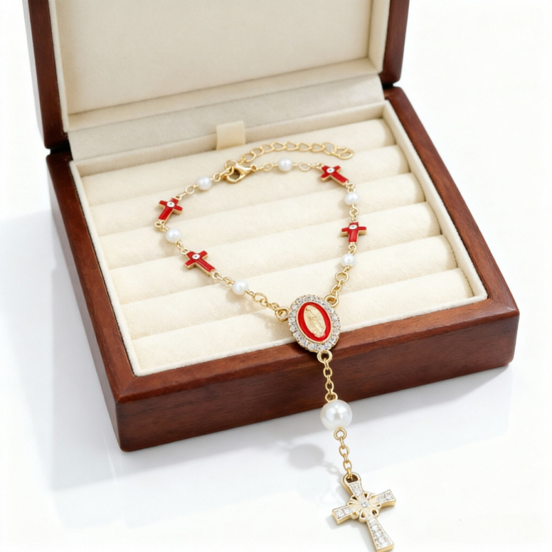 Amazon Aliexpress Original Cross Bracelet Virgin Mary Bracelet Baptism Prayer Bracelet Car Decoration Hanging Chain