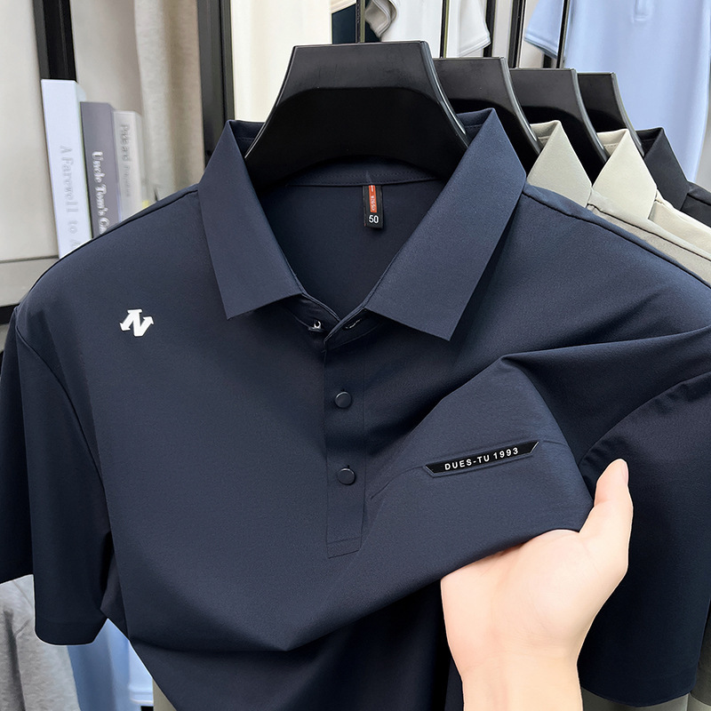 Nylon Seamless Short-Sleeved Polo Shirt for Men 2026 Summer New Style Lapel Ice Silk Breathable Cool Men's T-Shirt Nylon Seamless Short-Sleeved Polo Shirt for Men 2026 Summer New Style Lapel Ice Silk Breathable Cool Men's T-Shirt