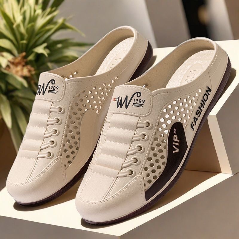Breathable Half-Toe Slippers, Slip-On, Breathable, Casual, Lazy, Teenagers, Outdoor Wear, Half-Slipper Shoes, Cross-Border