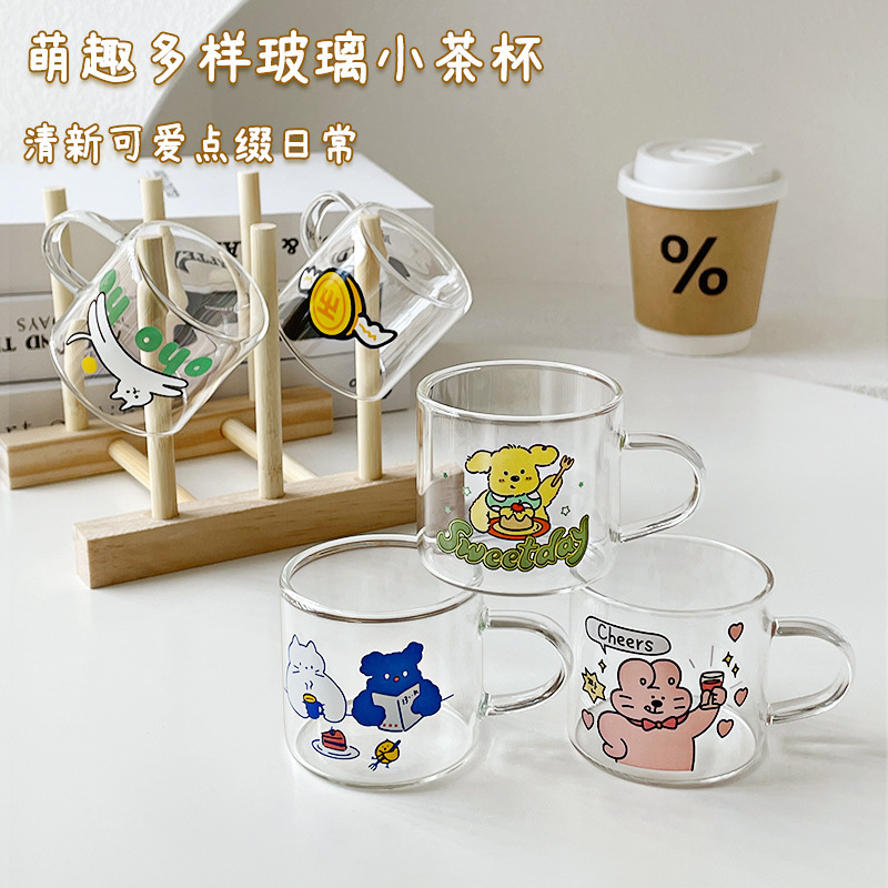 ins风小酒杯耐高温防爆玻璃杯小茶杯卡通白酒烧酒杯子迷你清酒杯|undefined