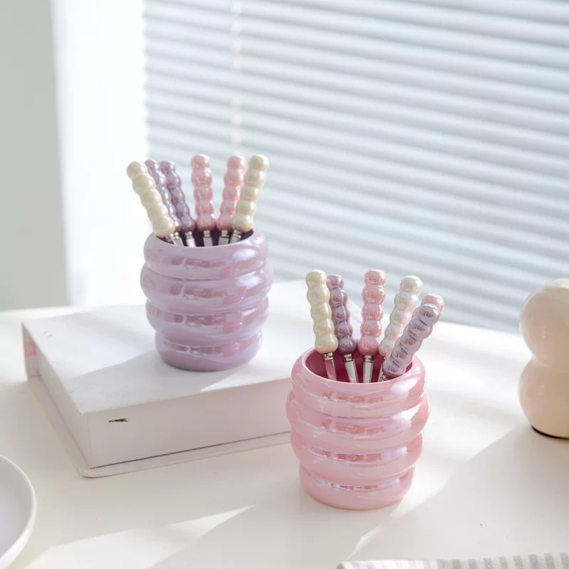Пcute storage system from pearl, set for home use stainless steel, dessert fruit fork, high quality afternoon tea, tableware, bee