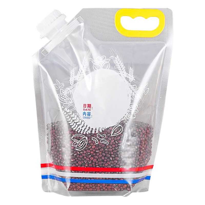 Bolsa de almacenamiento sellada de grano transparente de calidad alimentaria bolsa de almacenamiento de alimentos a prueba de humedad a prueba de insectos bolsa sellada con boquilla de succión para el hogar