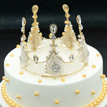 皇冠舞台兒童裝飾公主皇冠珍珠紅成人婚禮擺件女神生日網插件攝影